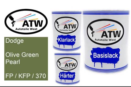 Dodge, Olive Green Pearl, FP / KFP / 370: 1L Lackdose + 1L Klarlack + 500ml Härter - Set, von ATW Autoteile West.